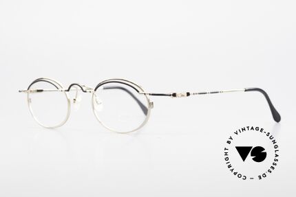 Cazal 775 Ovale 1990er Vintage Brille, sehr hochwertige Lackierung (schwarz & vergoldet), Passend für Herren und Damen