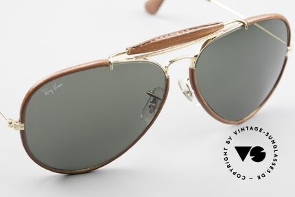 Ray Ban Outdoorsman II USA Leder Sonnenbrille 80er, KEINE Retrobrille, sondern ein kostbares 80er Original, Passend für Herren