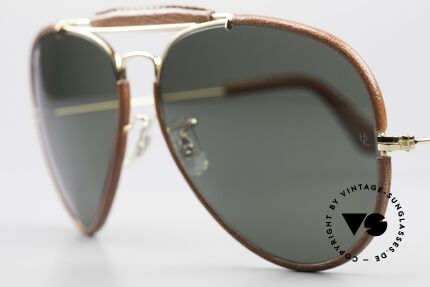 Ray Ban Outdoorsman II USA Leder Sonnenbrille 80er, vergoldete Metallkomponenten & mit orig. Ray-Ban Etui, Passend für Herren