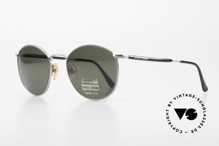 Giorgio Armani 627 Vintage Panto Sonnenbrille, TOP-Qualität und zeitlose Lackierung in gunmetal, Passend für Herren und Damen