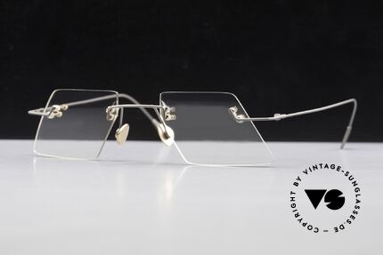 Paul Chiol 2001 Randlose Kunstbrille 1990er, ungetragenes Meisterstück mit orig. DEMO-Gläsern, Passend für Herren und Damen