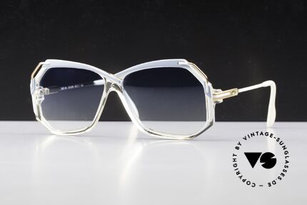 Cazal 189 80er Vintage Designerbille, kristallklarer Rahmen mit Weiss und Himmelblau, Passend für Herren und Damen