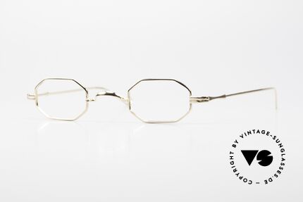 Lunor II 01 Achteckige Brille Gold Plated, kleine achteckige vintage Brille der LUNOR II Serie, Passend für Herren und Damen