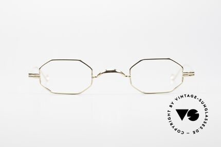 Lunor II 01 Achteckige Brille Gold Plated, vergoldete Vollrandbrille (fühlbare Spitzenqualität), Passend für Herren und Damen