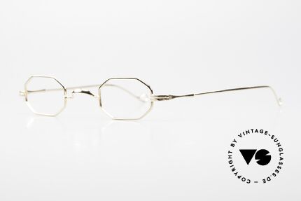 Lunor II 01 Achteckige Brille Gold Plated, Fassung in Größe 37/24; für große Stärken geeignet, Passend für Herren und Damen