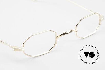 Lunor II 01 Achteckige Brille Gold Plated, altes, ungetragenes LUNOR Original mit dem W-Steg, Passend für Herren und Damen