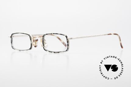 Freudenhaus Jedi 90er Designer Fassung Eckig, einzigartige Farbkombi in grau-marmoriert / Titanium, Passend für Herren und Damen