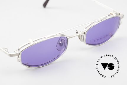 Freudenhaus Ita Titanbrille mit Sonnen Clip, KEINE Retromode, ein kostbares 90er Jahre Original!, Passend für Herren und Damen