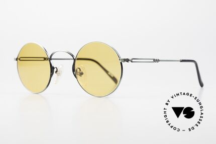 Jean Paul Gaultier 55-0172 Runde 90er Vintage Brille, hochklassig gebürstete Oberfläche in grün-metallic, Passend für Herren und Damen