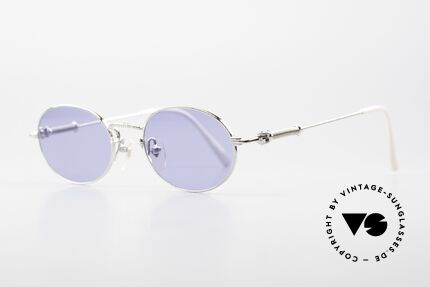 Jean Paul Gaultier 55-6101 Ovale JPG Designerbrille 90er, mit blauen Sonnengläsern (für 100% UV Protection), Passend für Herren und Damen
