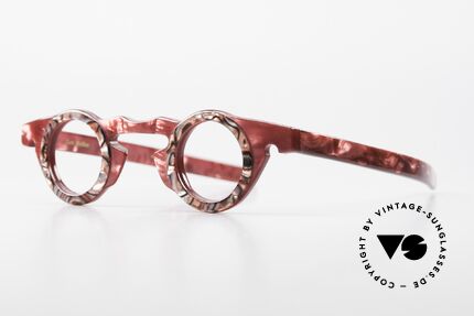 Vidocq Les Halles Runde Vintage Brille 1980er, grandioses Rahmenmuster in 'nacre rose' Permutt Rose, Passend für Damen