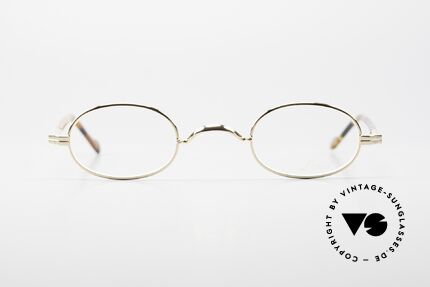 Lunor II A 08 Kleine Fassung Oval Vintage, Vollrand-Metallfassung mit eleganten Acetat-Bügeln, Passend für Herren und Damen