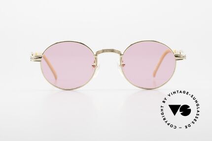 Jean Paul Gaultier 55-7107 Runde Pinke Vergoldete Brille, vergoldete (gold plated) Fassung; Small Größe 44/20, Passend für Herren und Damen