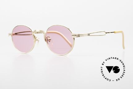 Jean Paul Gaultier 55-7107 Runde Pinke Vergoldete Brille, originelle Gläser, um alles rosarot sehen zu können ;), Passend für Herren und Damen