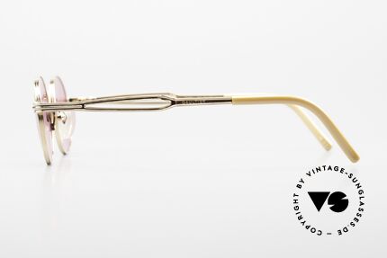 Jean Paul Gaultier 55-7107 Runde Pinke Vergoldete Brille, unbenutzt (wie alle unsere vintage GAULTIER Brillen), Passend für Herren und Damen