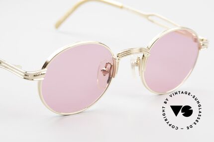 Jean Paul Gaultier 55-7107 Runde Pinke Vergoldete Brille, KEINE RETRObrille, ein kostbares ORIGINAL von 1997, Passend für Herren und Damen