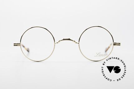 Lunor II A 12 Runde Brille 22kt Vergoldet, edle Kombination: Metallfassung mit Acetatbügeln, Passend für Herren und Damen