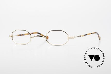 Lunor II A 01 Achteckige Brille Vergoldet, Lunor Octag aus der Lunor II-A Serie (A = Acetat), Passend für Herren und Damen
