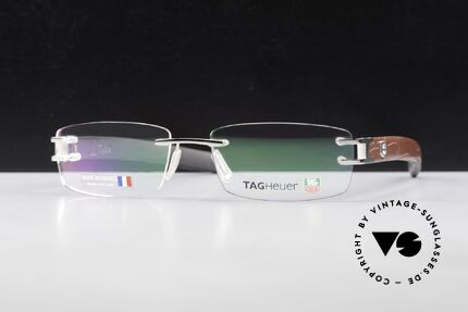 Tag Heuer L-Type 0113 Alligator-Leder Brille Randlos, Farb-Code 001 = mit Platin beschichtetes Metall, Passend für Herren