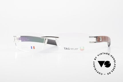 Tag Heuer L-Type 0113 Alligator-Leder Brille Randlos, hypoallergische Elastomer (Formel 1 Innovation), Passend für Herren