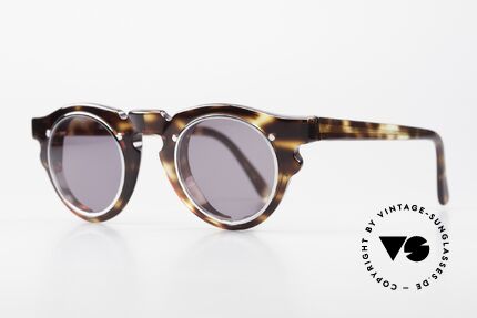 IDC 768 Vintage Panto Sonnenbrille, Acetate-Material mit silber verchromter Fassung, Passend für Herren und Damen