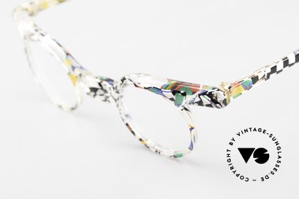 Axel S. Miracle Verrückte Vintage Brille Damen, ungetragenes Einzelstück mit buntem Rahmenmuster, Passend für Damen