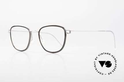 Lindberg Simon Air Titan Rim Titan Brille mit Azetat Inlay, markant veredelte Air Titanium Version mit Azetat-Rand, Passend für Herren