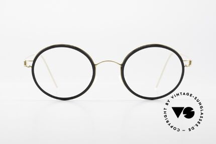 Lindberg Cameron 46 Air Titan Rim Runde Titanbrille Azetat Inlay, Modell Cameron, Größe 46-22, Bügellänge 135, Farbe GT, Passend für Herren und Damen