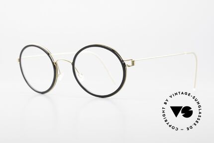 Lindberg Cameron 46 Air Titan Rim Runde Titanbrille Azetat Inlay, markant veredelte Air Titanium Version mit Azetat-Rand, Passend für Herren und Damen