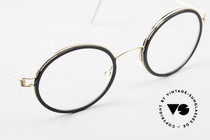 Lindberg Cameron 46 Air Titan Rim Runde Titanbrille Azetat Inlay, ungetragenes Designerstück + orig. Lindberg Magnet-Etui, Passend für Herren und Damen