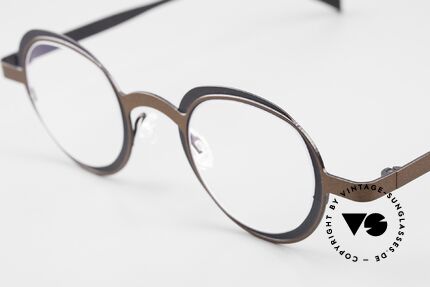 Theo Belgium Eye-Witness YD Designerbrille Damen & Herren, tolle Rahmen-Kolorierung in antik rostbraun & schwarz, Passend für Herren und Damen