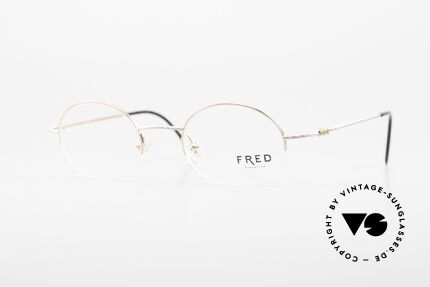 Fred F10 L02 Luxusbrille Halb Rahmenlos, ovale vintage Fred Luxusbrille F10 L02, Größe 45/21, Passend für Herren und Damen