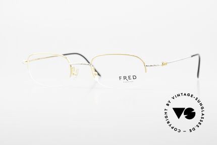 Fred F10 L03 Halb Rahmenlose Luxusbrille, eckige vintage Fred Luxusbrille F10 L03, Größe 47/21, Passend für Herren und Damen