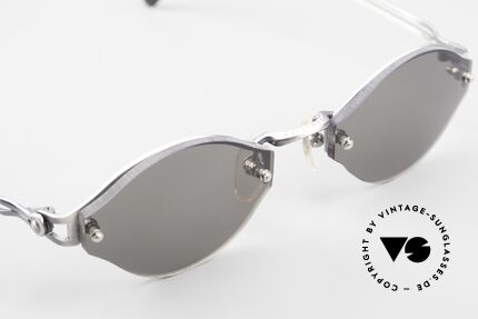 Jean Paul Gaultier 56-7111 Randlose JPG Sonnenbrille 90er, stabile graue Kunststoff-Sonnengläser; 100% UV Schutz, Passend für Herren und Damen