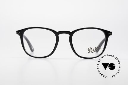 Persol 3143 Panto Designerbrille Unisex, eckige PANTO-Brillenform in schwarz und silber, Passend für Herren und Damen