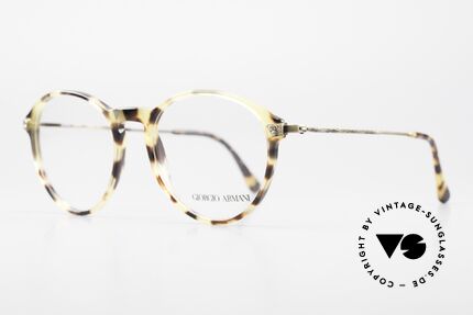 Giorgio Armani 329 Damenbrille & Herrenbrille 90er, Front in Bernstein-Optik mit edlen Messing-Bügeln, Passend für Herren und Damen