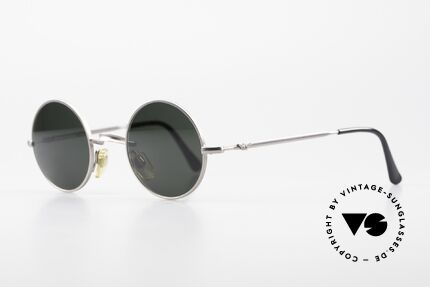 Giorgio Armani EA013 Kleine Runde 90er Sonnenbrille, schlichte, runde Fassung in grau-silber, Gr. 42-21, Passend für Herren und Damen