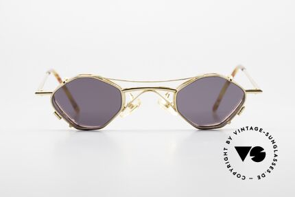 Christian Roth 2402 Optical Affairs Clip On Brille, alte VINTAGE Designer-Brillenfassung, GOLD-Plated, Passend für Herren und Damen