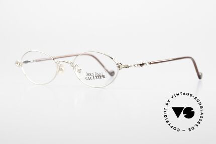 Jean Paul Gaultier 55-0013 Ovale Vintage Brille Vergoldet, viele kleine Details am Rahmen (ist typisch JP Gaultier), Passend für Herren und Damen