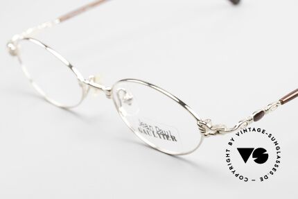 Jean Paul Gaultier 55-0013 Ovale Vintage Brille Vergoldet, ungetragenes Designerstück: kostbar, selten und begehrt, Passend für Herren und Damen