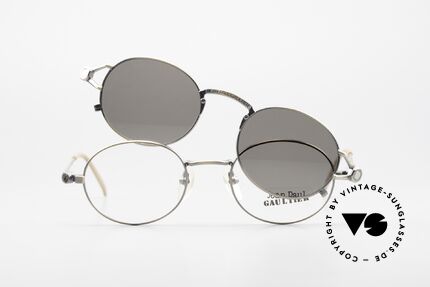Jean Paul Gaultier 56-7110 Ovale 90er Vintage Brille Clip On, KEINE Retrobrille, sondern ein kostbares altes Original!, Passend für Herren und Damen