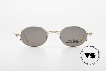 Jean Paul Gaultier 55-8106 Ovale Vintage Brille Vergoldet, praktischer, abnehmbarer Clip-On (100% UV Protection), Passend für Herren und Damen