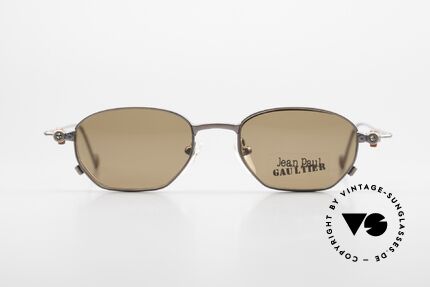 Jean Paul Gaultier 55-8107 90er Vintage Brille Sonnenclip, praktischer, abnehmbarer Clip-On; 100% UV Protection, Passend für Herren und Damen