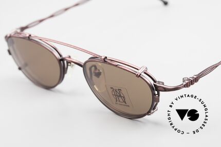 Jean Paul Gaultier 57-0006 Rare Vintage Brille 90er Clip On, Rahmen glänzt in 'antik weinrot metallic'; Größe 47-19, Passend für Herren und Damen