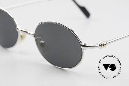 Cartier Filao Ovale Platin Sonnenbrille 90er, original Cartier Sonnengläser mit CARTIER Symbol, Passend für Herren und Damen