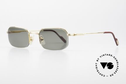 Cartier Broadway Halb Randlose Sonnenbrille, teure Luxus-Sonnenbrille; 22kt vergoldete Fassung, Passend für Herren