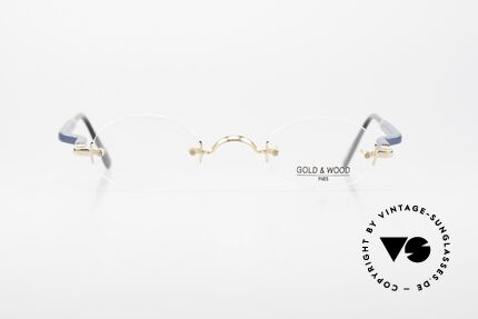 Gold & Wood 338 Ovale 90er Luxus Randlosbrille, eine ovale, randlose Luxus-Brillenfassung von 1999, Passend für Herren und Damen