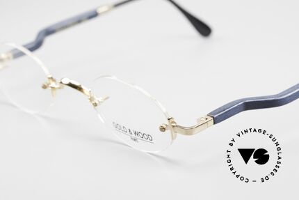 Gold & Wood 338 Ovale 90er Luxus Randlosbrille, wahre Top-Qualität mit flexiblen Federscharnieren, Passend für Herren und Damen