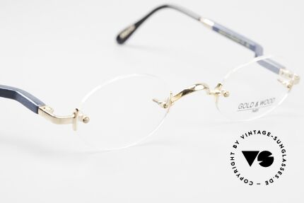 Gold & Wood 338 Ovale 90er Luxus Randlosbrille, ungetragen (wie alle unsere Gold&Wood 90er Brillen), Passend für Herren und Damen