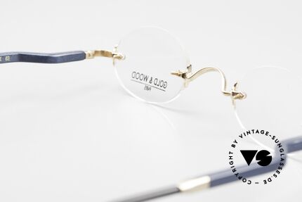 Gold & Wood 338 Ovale 90er Luxus Randlosbrille, KEINE RETRObrille; sondern ein vintage ORIGINAL!, Passend für Herren und Damen